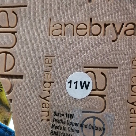 Lane Bryant Womens Rhinestone Embellished Thong Sandals Blue Green Wedge 11W - Picture 9 of 9